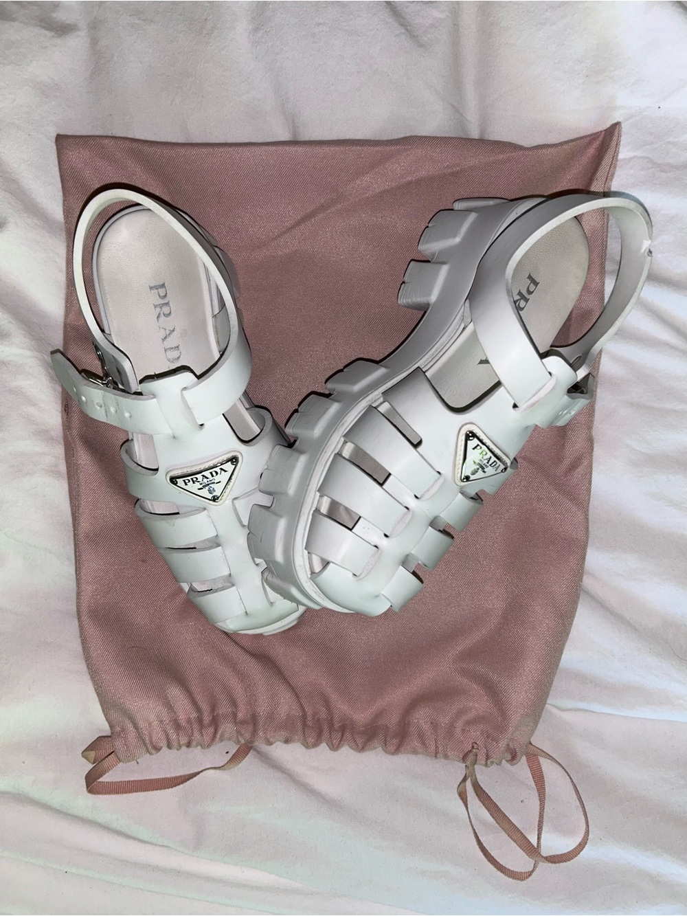 Prada White Rubber Monolith sandals Size 37 - Picture 7 of 13